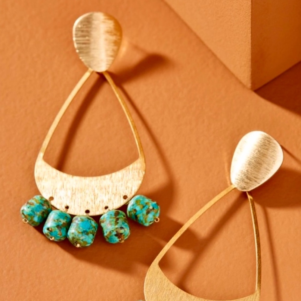 πΊπHPππΊ NWT Anthropologie Michaela Turquoise Chandeliers - Picture 2 of 16
